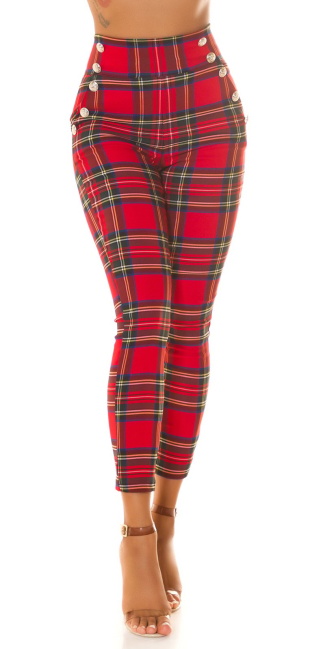 checkered Highwaist Pants Red